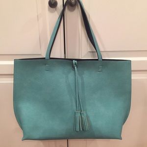 Aqua colored tote bag